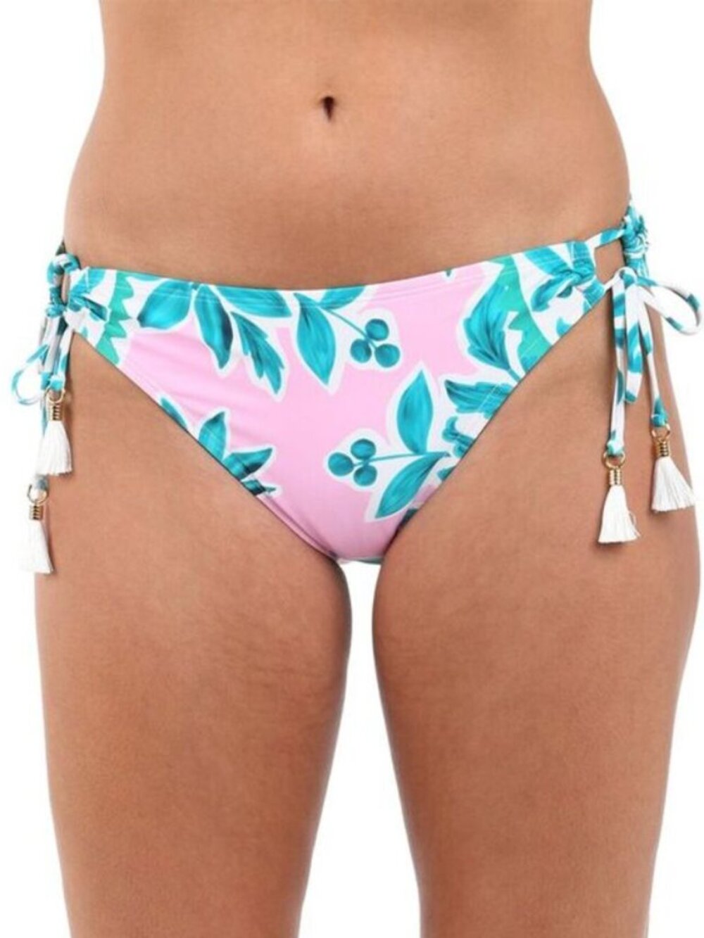 La Blanca Pink Opulent Palm Side Tie Hipster Bottom - New! - Size 10